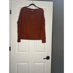 Loft Waffle Knit Boat Neck Red Top Xl Nwt